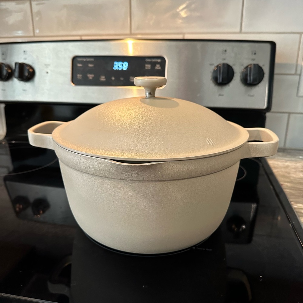 Our Place Perfect t Pan Cream Enameled Cast Iron Cookware Dutch Oven
